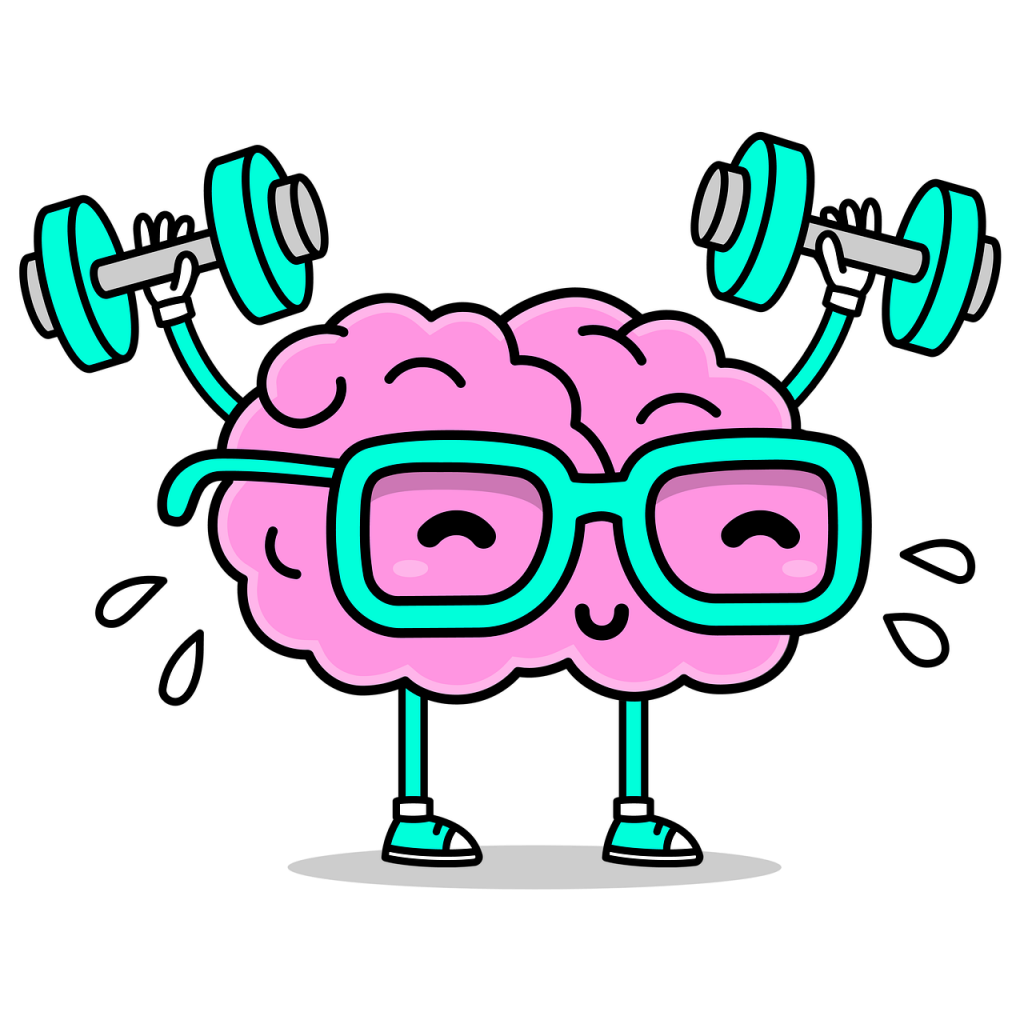 brain wearing glasses working out, brain eye connection